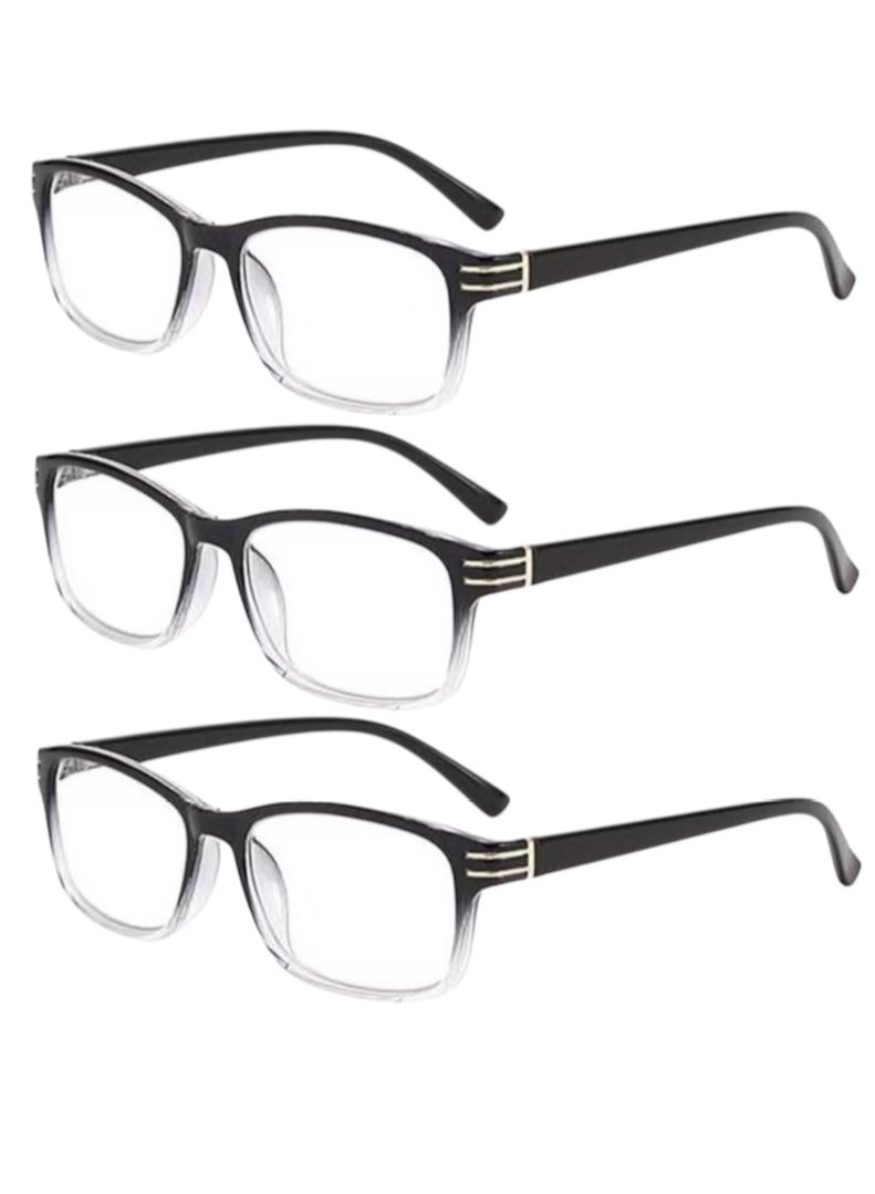 3 Pack Reading Glasses for Men and Women Comfortable Scratch Resistant Reading Glasses for Phone Computer +1.00 to +4.00 with Case and Free Cotton Handkerchief - Image 1